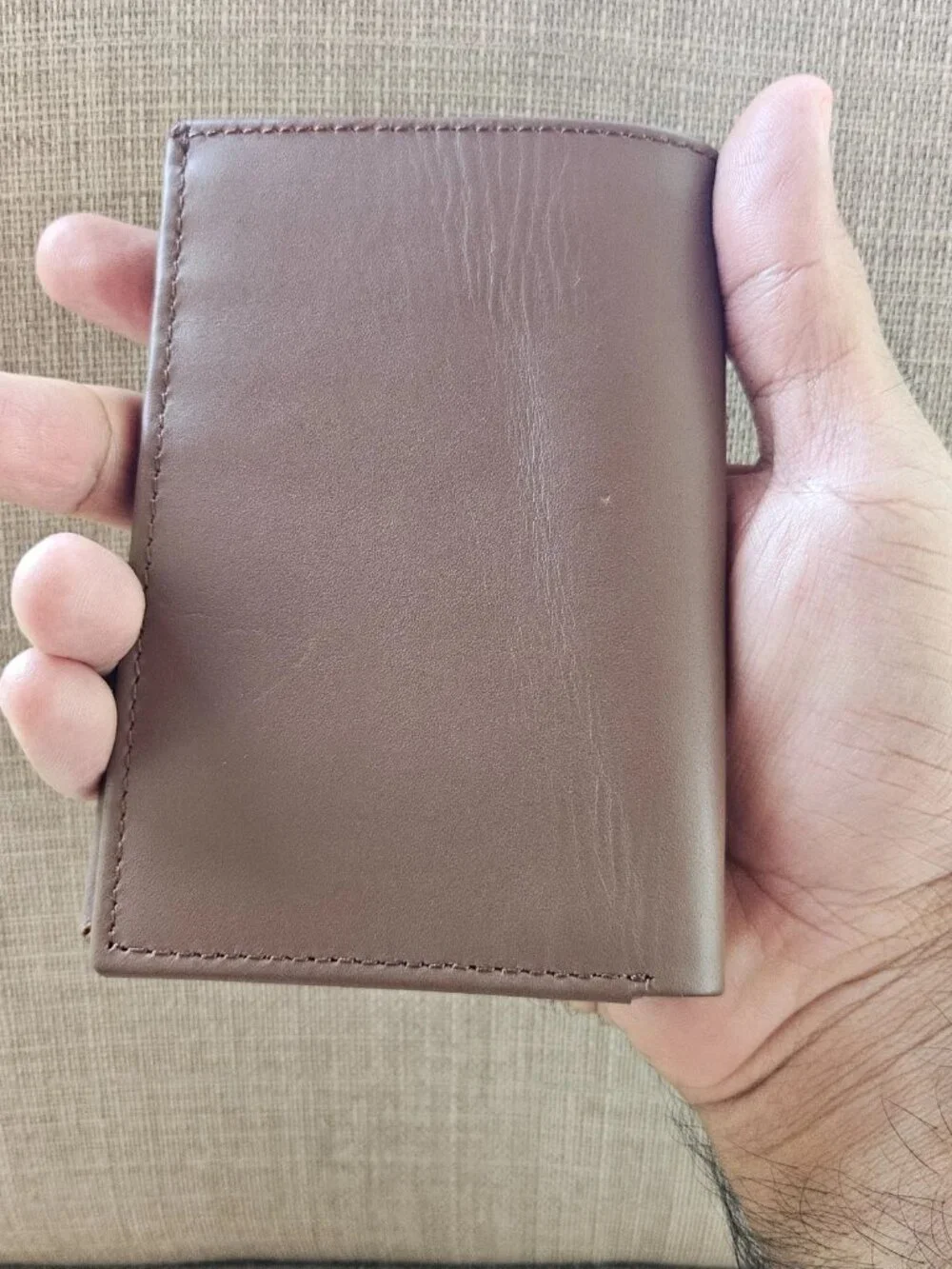 Genuine Leather Card Holder Multiple Compartments Brown Bifold Unisex Wallet